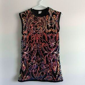 SEQUIN FORMAL TOP MULTI COLOUR BAROQUE MADE IN USA FORMAL WEDDING PARTY